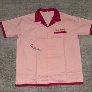 Selena Gomez Rare Beauty button bowling influencer shirt MUA Size L DRM Land key